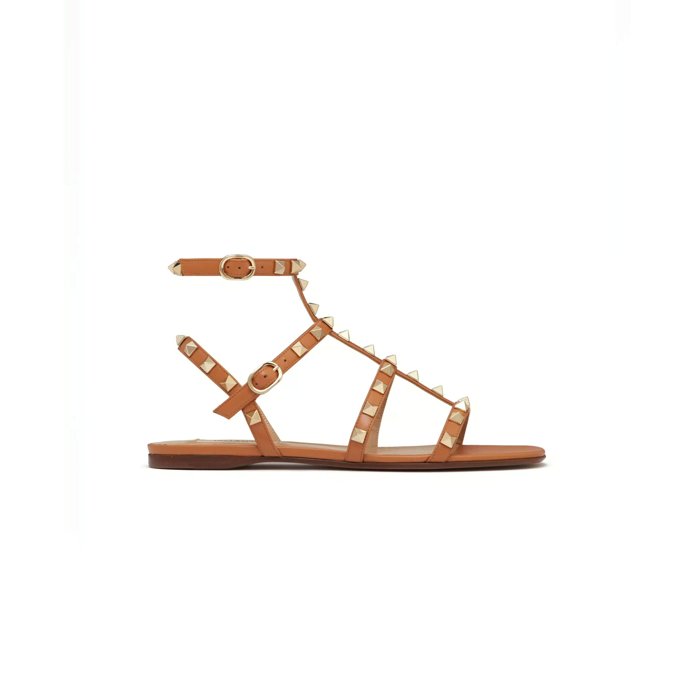 VALENTINO ROCKSTUD FLAT CALFSKIN SANDAL WITH STRAPS 4W2S0A05VOD_KEL